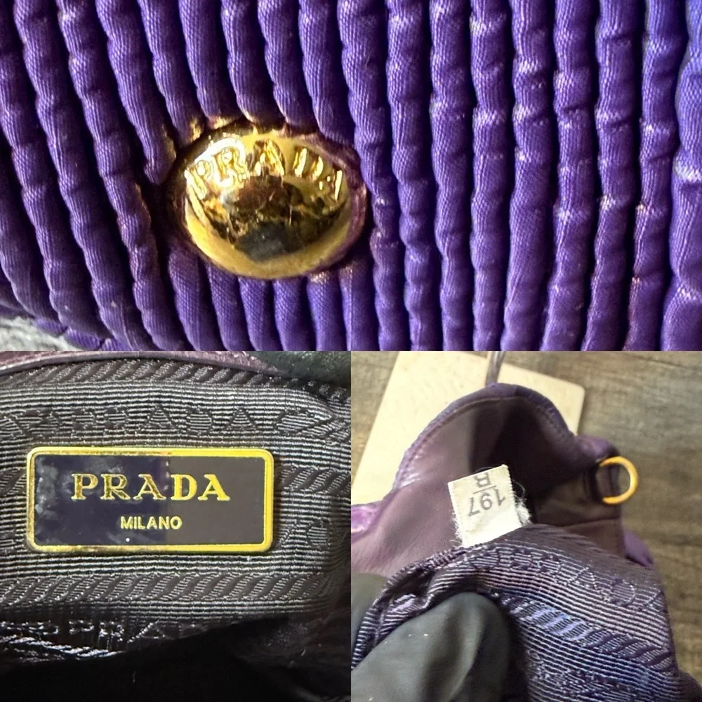 Prada Purple Nylon Leather Two-Way Bag - Picture 11 of 16